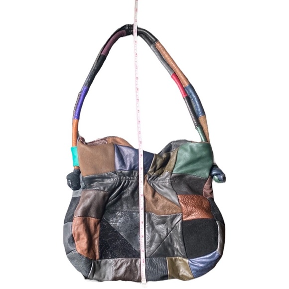Vintage 80s Leather Patchwork Shoulder Bag - Picture 8 of 13